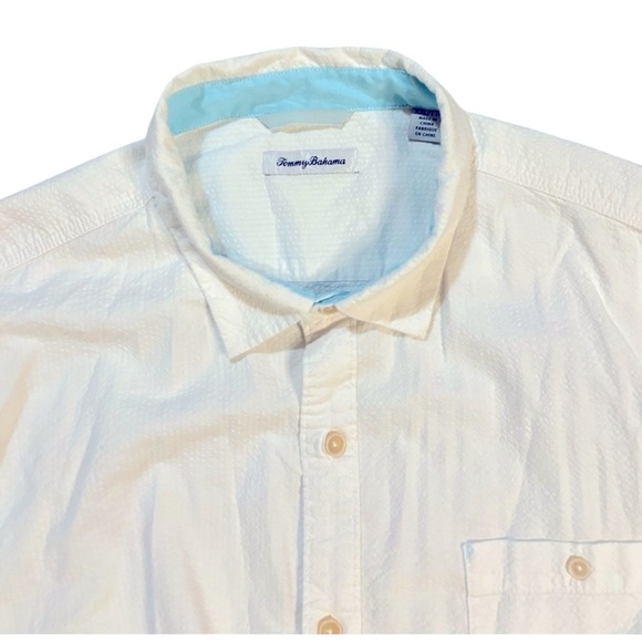 Tommy Bahama Men’s 3XL White Seersucker Short Sleeve Button Down - Picture 4 of 6